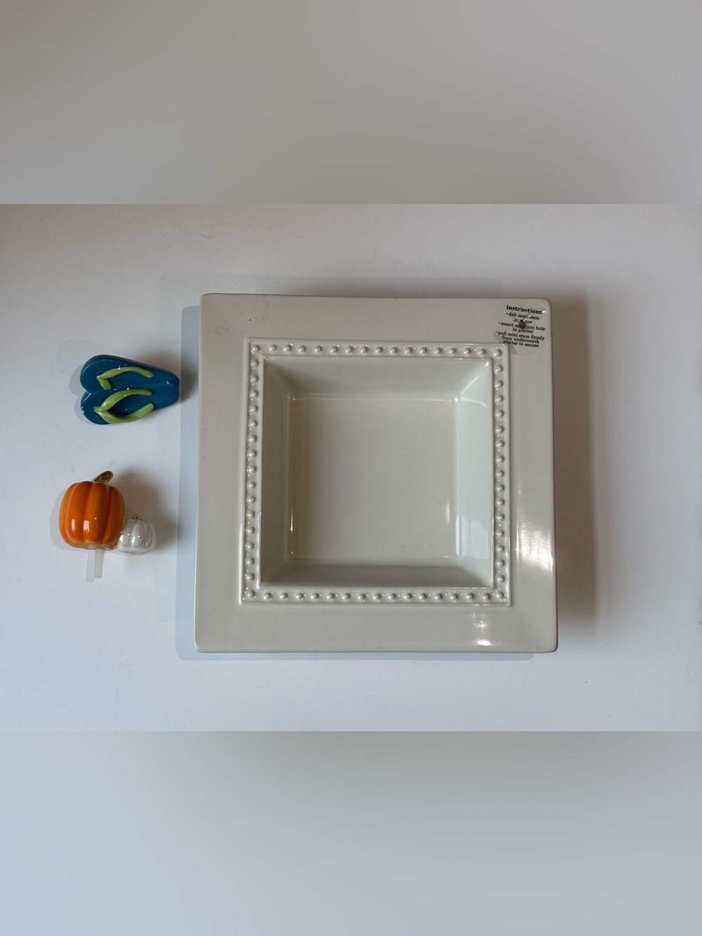 Nora Fleming Pearl Dot Square Napkin Holder Candy Dish New 2 Minis Weight New